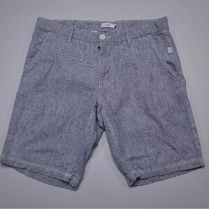 Onia Men Size 30 Austin Linen Micro Stripe Deep Navy Shorts Pockets